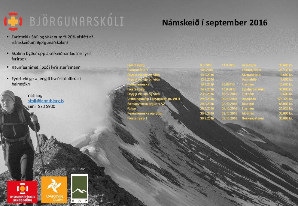 Námskeið Björgunarskólans í september